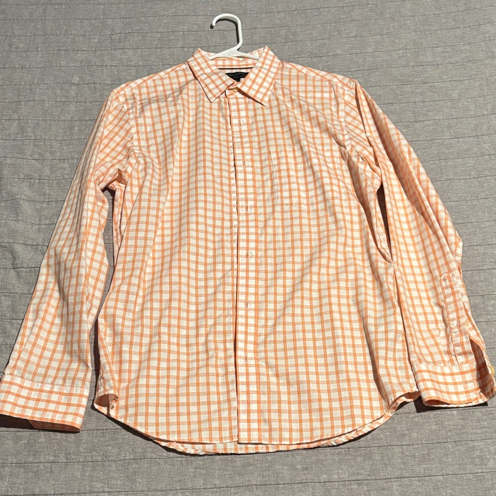 Banana Republic Men's Orange Checkered Button Down Shirt